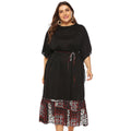 Damen Freizeitkleid mit dekorativer Taillenschnürung und floralen Akzenten R&B