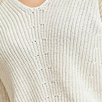 Damen modischer V-Ausschnitt Pullover mit strukturierter Stricktextur R&B