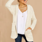 Damen lässige Strickjacke mit Kapuze und strukturiertem Design R&B
