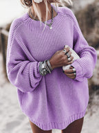 Damen Oversized Strickpullover mit luftigen Maschen und Seitenschlitzen R&B