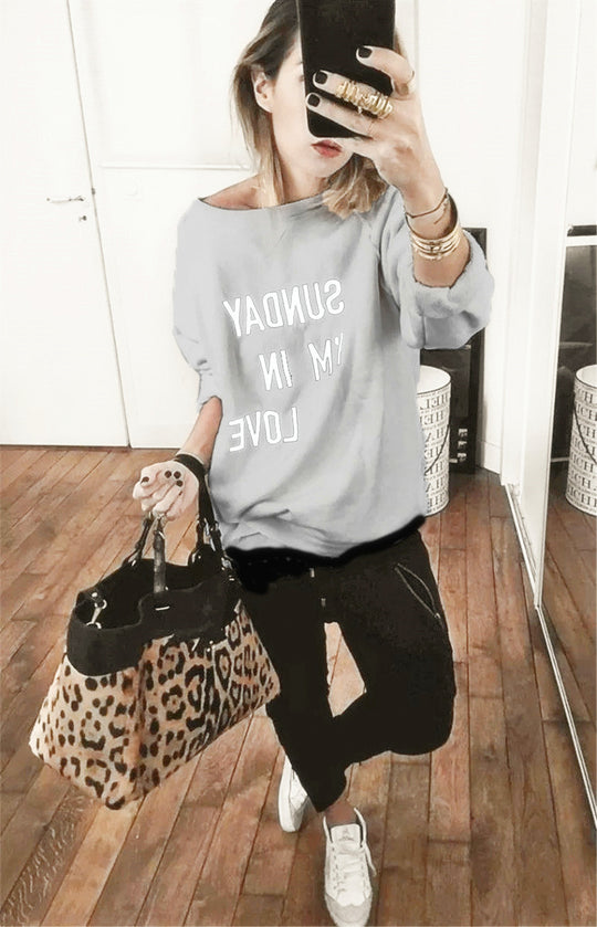 Damen lässiger Sweatshirt mit kreativem Schriftzug R&B
