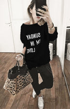 Damen lässiger Sweatshirt mit kreativem Schriftzug R&B