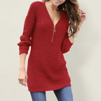 Damen Strickpullover mit Reißverschluss und strukturiertem Design R&B