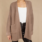 Damen lässiger Strickmantel mit oversized Schnitt und strukturiertem GewR&Be R&B