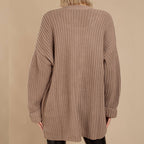 Damen lässiger Strickmantel mit oversized Schnitt und strukturiertem GewR&Be R&B