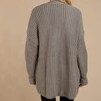Damen lässiger Strickmantel mit oversized Schnitt und strukturiertem GewR&Be R&B
