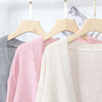Damen gemütliche Strickjacke mit offenen Fronten und dekorativen Taschen R&B