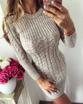 Damen Strickkleid mit elegantem Zopfmuster und figurbetontem Schnitt