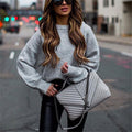 Damen lässiger Pullover mit ballonförmigen Ärmeln und elegantem Schnitt R&B