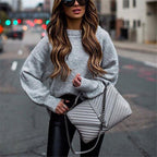 Damen lässiger Pullover mit ballonförmigen Ärmeln und elegantem Schnitt R&B