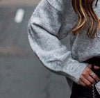 Damen lässiger Pullover mit ballonförmigen Ärmeln und elegantem Schnitt R&B