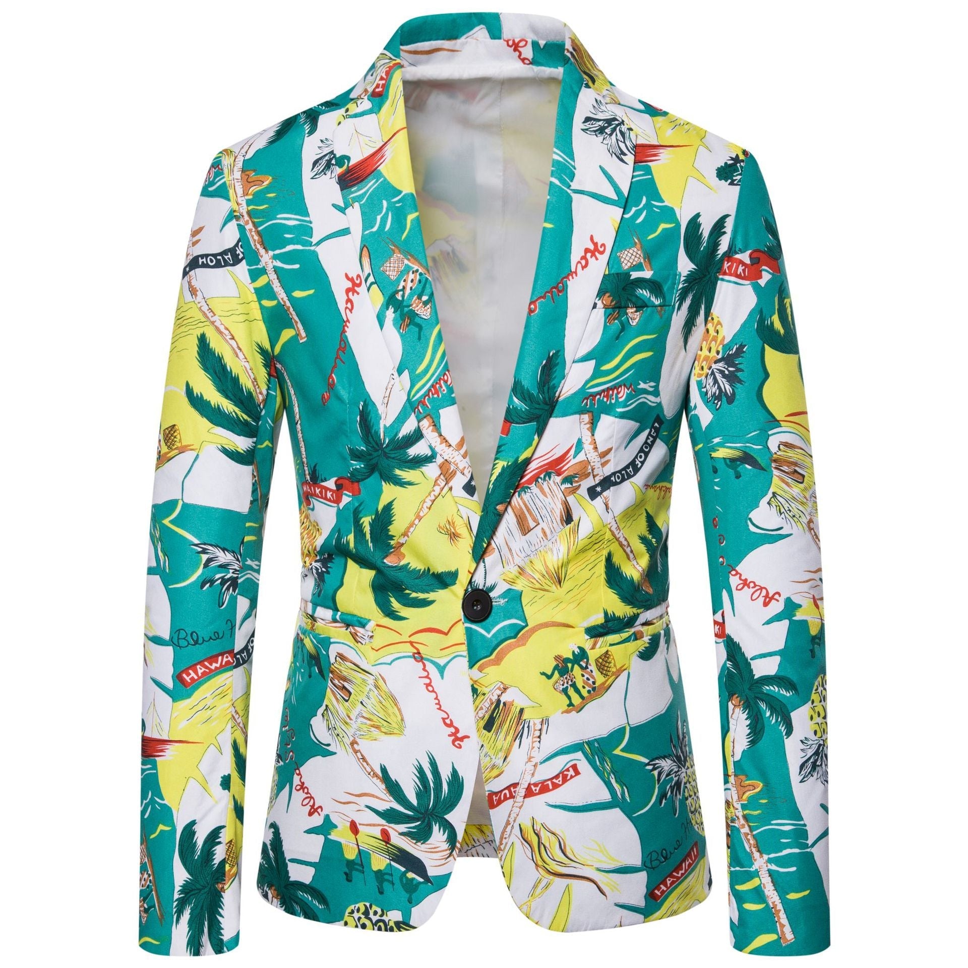 Damen Blazer mit exotischem Pflanzenmuster und modernem Schnitt