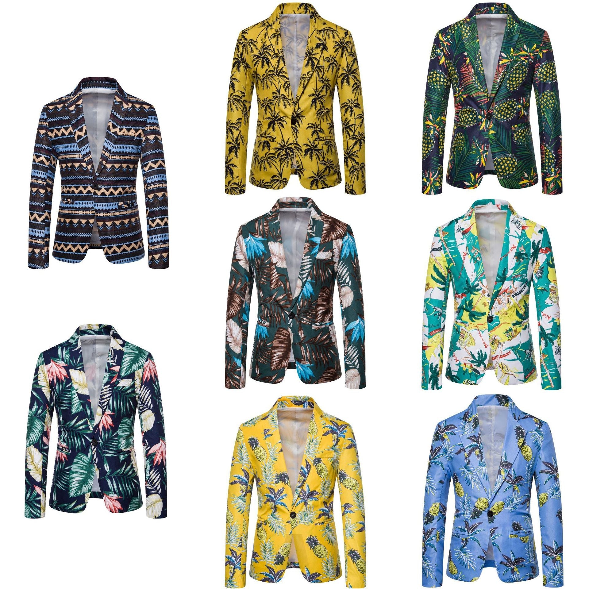 Damen Blazer mit exotischem Pflanzenmuster und modernem Schnitt