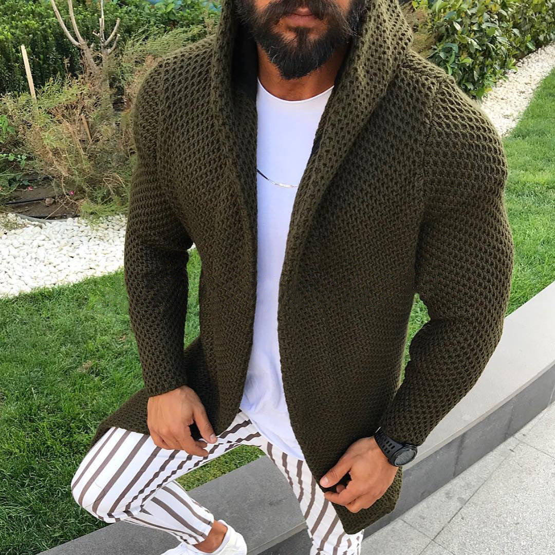 Herren lässiger Strickmantel mit strukturiertem Design und großzügigen Taschen R&B