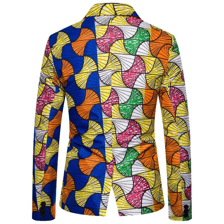 Damen Blazer mit buntem afrikanischem Muster und elegantem Schnitt