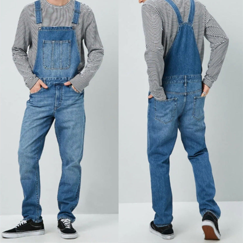 Herren Lässige Jeans-Trägerhose R&B