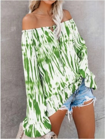 Damen Freizeitbluse mit Off-Shoulder Schnitt und lässigen Rüschendetails