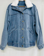R&B | Damen Denimjacke mit Fleecekragen Trendy und Bequem für Jeden Tag
