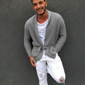 Herren Strickjacke mit praktischer Gürtelschnalle und modischem Waffelmuster R&B