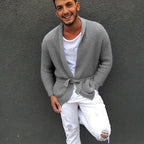 Herren Strickjacke mit praktischer Gürtelschnalle und modischem Waffelmuster R&B