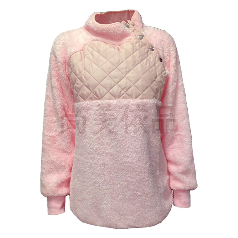 Damen Bequemer Hoodie mit Stehkragen und gepolstertem Oberteil R&B
