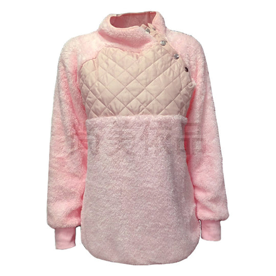 Damen Bequemer Hoodie mit Stehkragen und gepolstertem Oberteil R&B