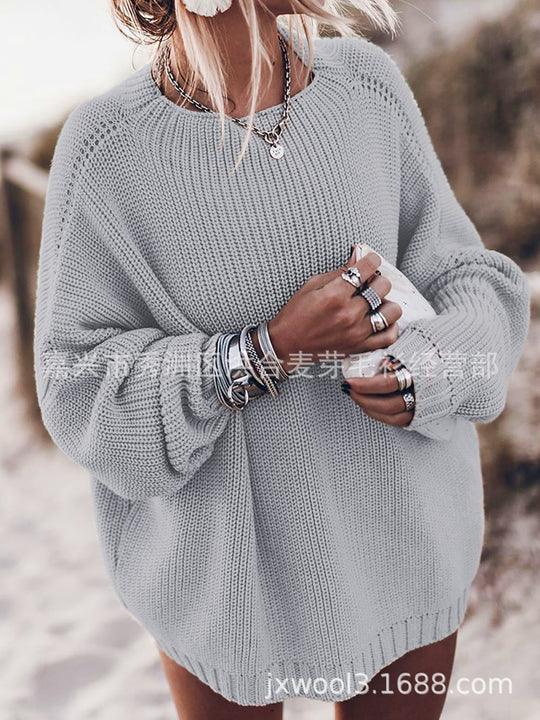 Damen Oversized Strickpullover mit luftigen Maschen und Seitenschlitzen R&B