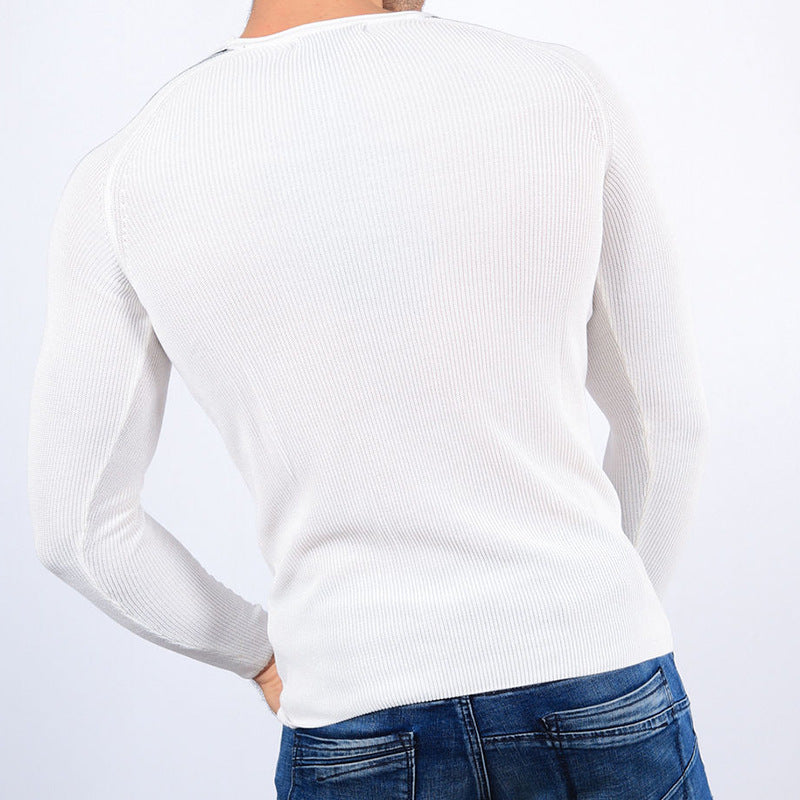 Herren körperbetontes Langarmshirt mit strukturiertem Design R&B