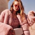 Damen Modische Kunstfelljacke mit voluminösen Puffärmeln und nahe des Halses schließendem Design R&B