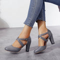 Damen Pumps mit dekorativem Riemendesign und komfortablem Blockabsatz R&B