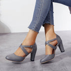 Damen Pumps mit dekorativem Riemendesign und komfortablem Blockabsatz R&B