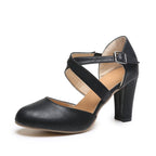 Damen Pumps mit dekorativem Riemendesign und komfortablem Blockabsatz R&B