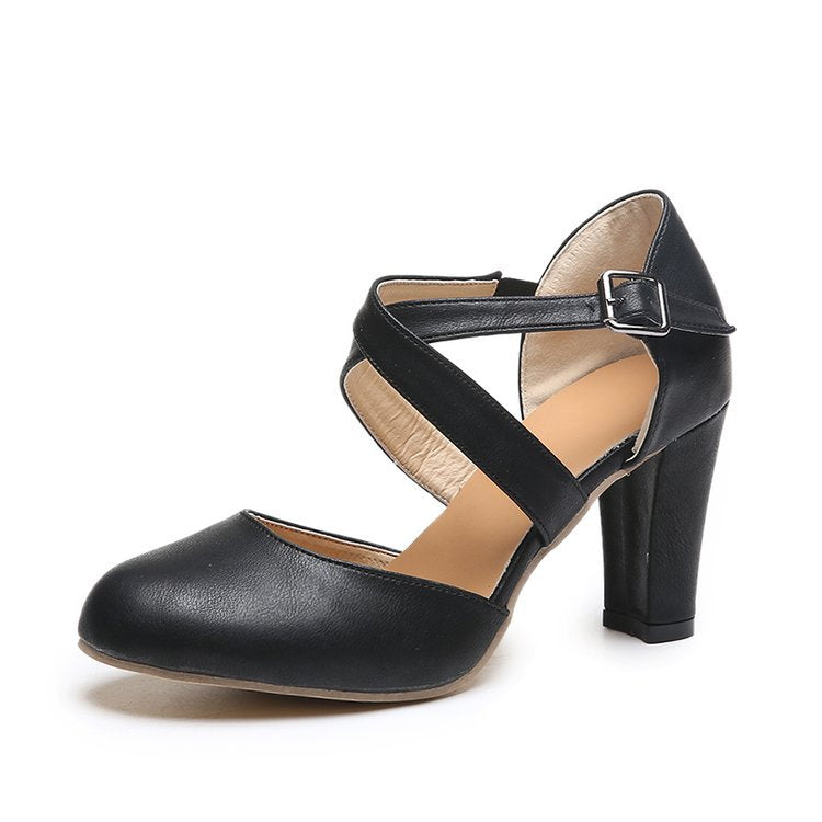 Damen Pumps mit dekorativem Riemendesign und komfortablem Blockabsatz R&B