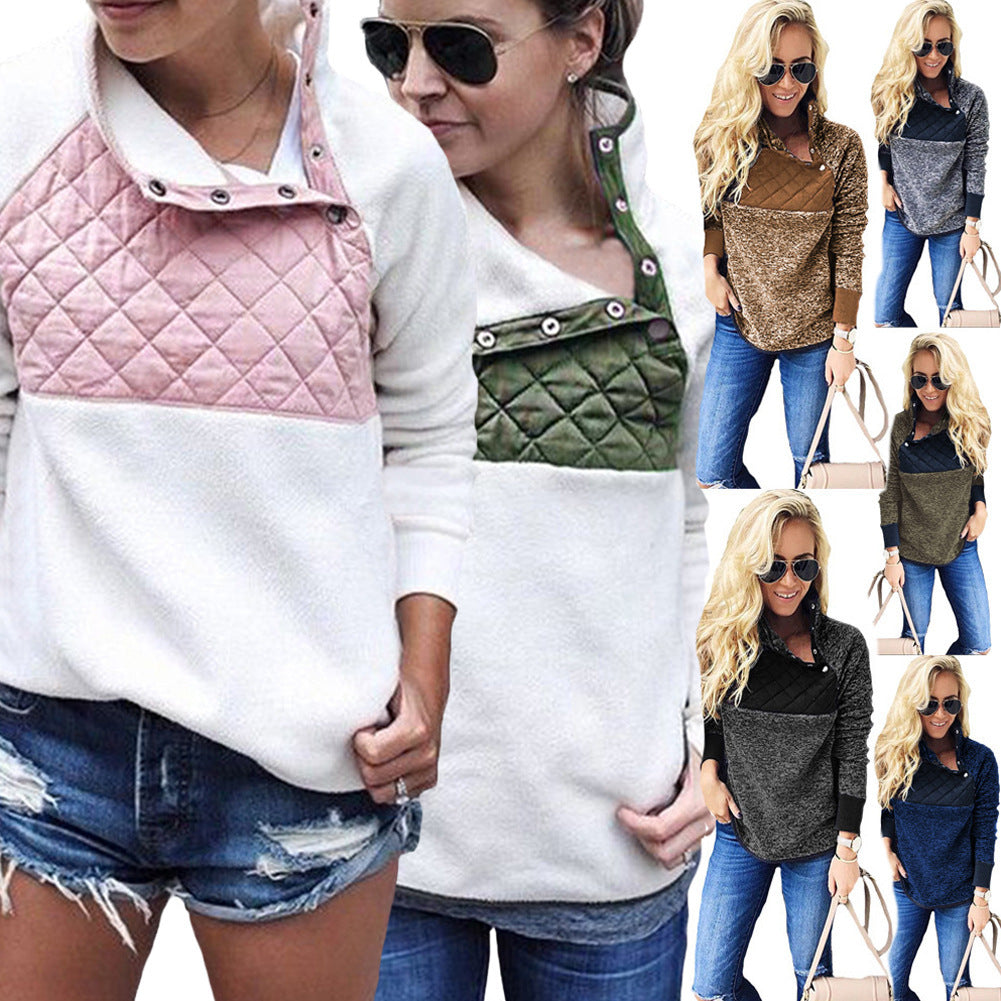 Damen Bequemer Hoodie mit Stehkragen und gepolstertem Oberteil R&B