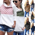 Damen Bequemer Hoodie mit Stehkragen und gepolstertem Oberteil R&B
