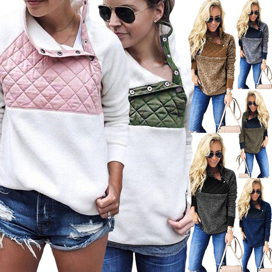 Damen Bequemer Hoodie mit Stehkragen und gepolstertem Oberteil R&B