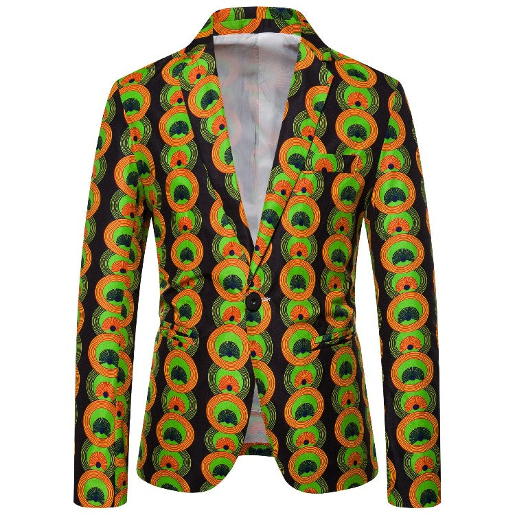 Damen Blazer mit auffälligem afrikanischem Muster und taillierter Passform