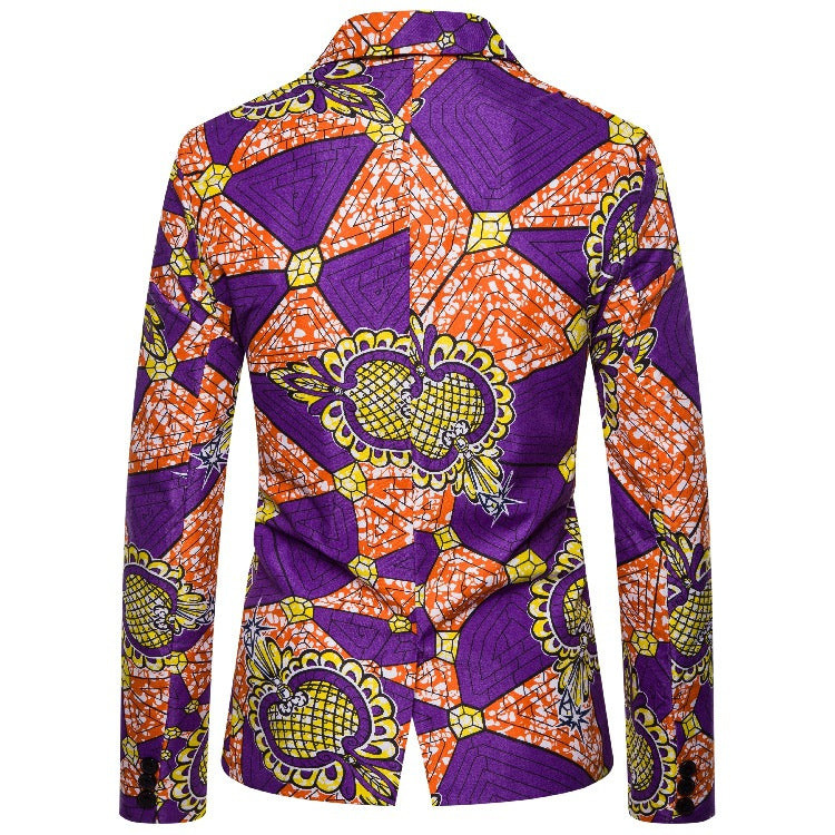 Damen Blazer mit auffälligem afrikanischem Print und eleganter Passform