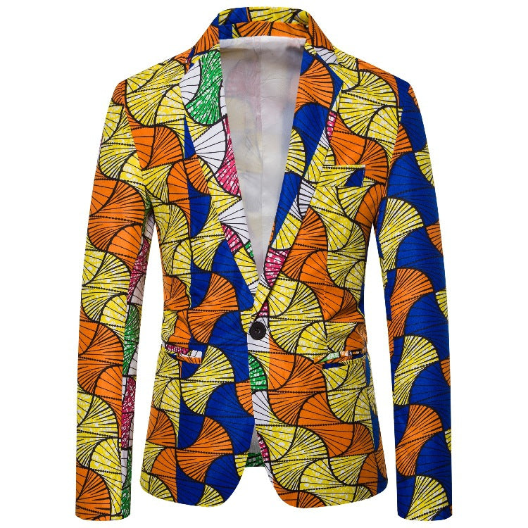 Damen Blazer mit buntem afrikanischem Muster und elegantem Schnitt