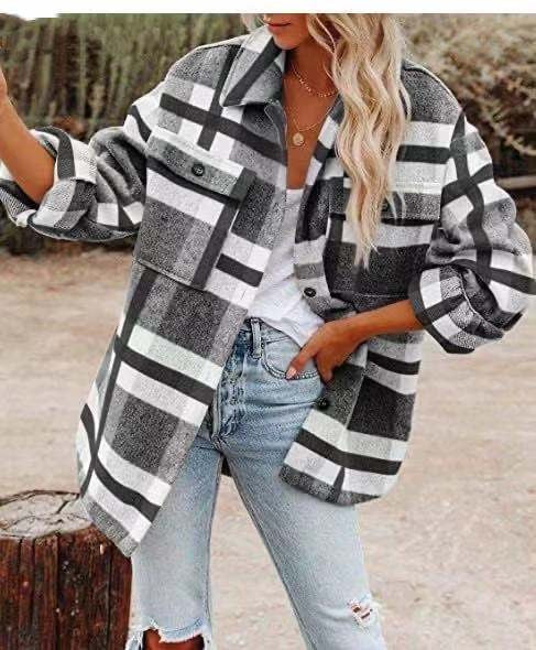 R&B | Shirtjacke - Übergroß Karriert - Lang mit Brusttaschen und Knopfleiste
