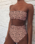 Damen Bandeau-Bikini mit hochtaillierten Hosen
