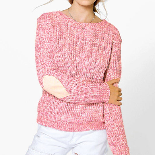 Damen Strickpullover mit Herzapplikationen an den Ärmeln R&B