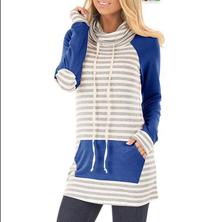 Damen Kapuzenpullover mit gestreiftem Design und praktischen Taschen R&B