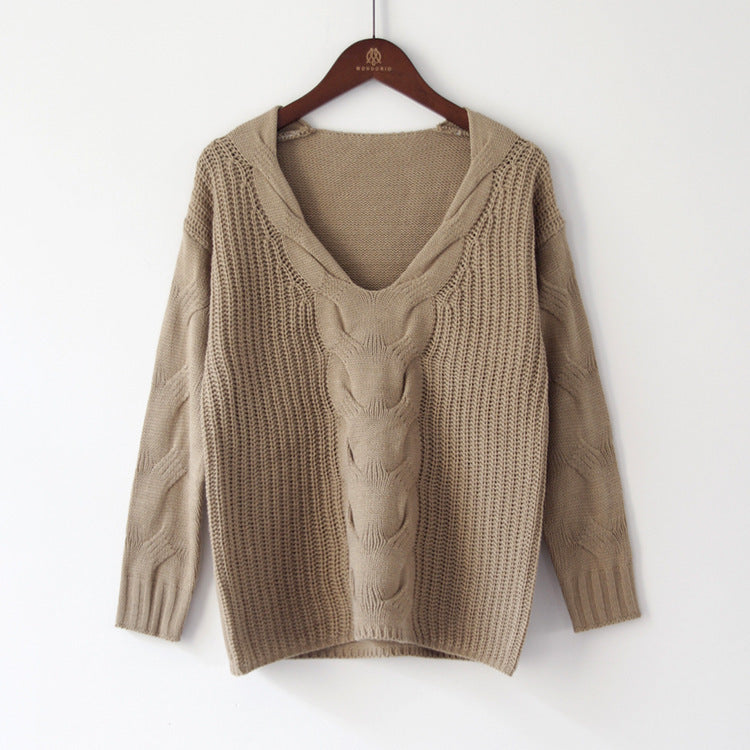 Damen Strickpullover mit offener Schulter und exquisitem Zopfmuster R&B