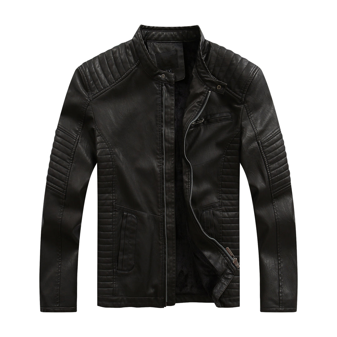 Herren stylische Bikerjacke aus Kunstleder mit detailreichen Steppnähten R&B