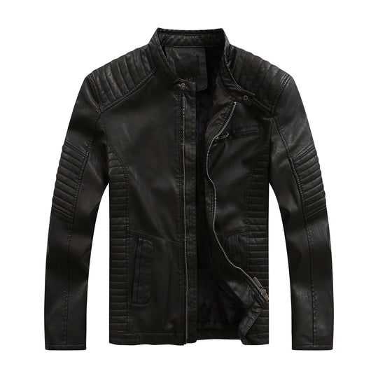 Herren stylische Bikerjacke aus Kunstleder mit detailreichen Steppnähten R&B