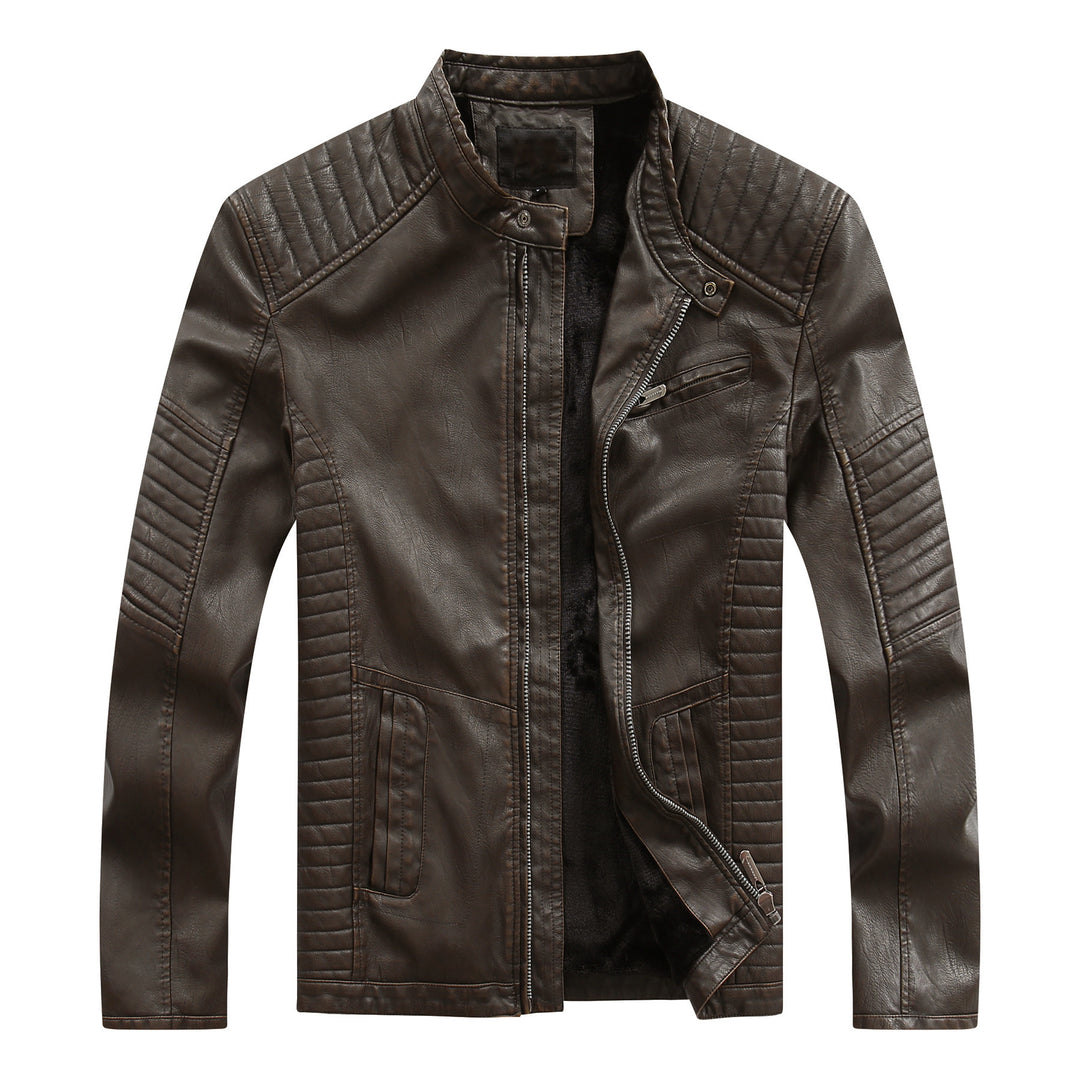 Herren stylische Bikerjacke aus Kunstleder mit detailreichen Steppnähten R&B