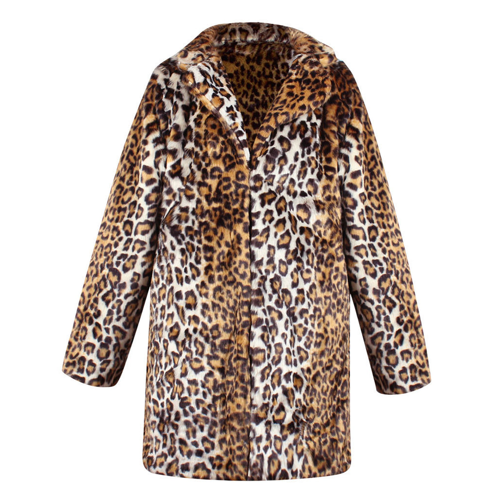 Damen Luxuriöse Kunstpelzjacke mit trendigem Leopardenmuster R&B