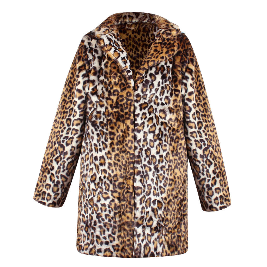 Damen Luxuriöse Kunstpelzjacke mit trendigem Leopardenmuster R&B