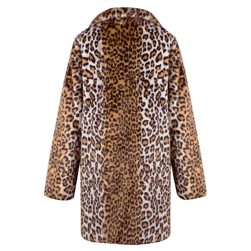 Damen Luxuriöse Kunstpelzjacke mit trendigem Leopardenmuster R&B